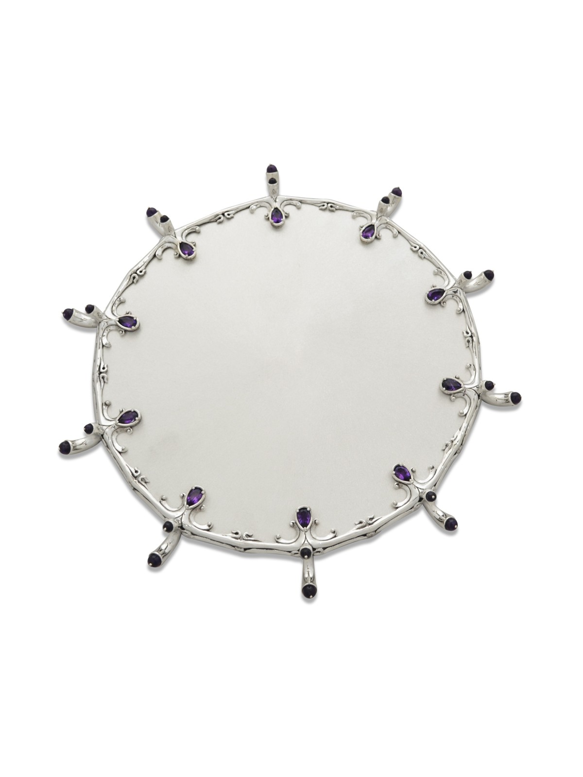 Unique Royal 925 Sterling Silver Amethyst Tray , Tu B'Av Gifts , Israe