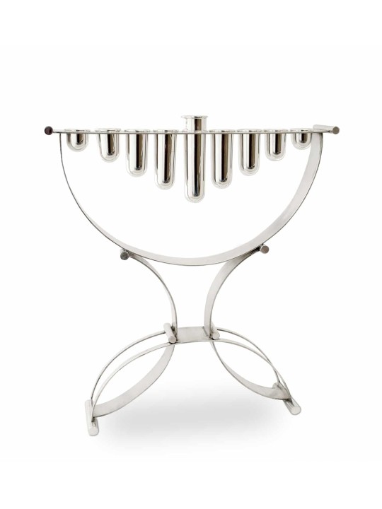 Menorah contemporaine extraordinaire en argent sterling, Hanukkah moderne M