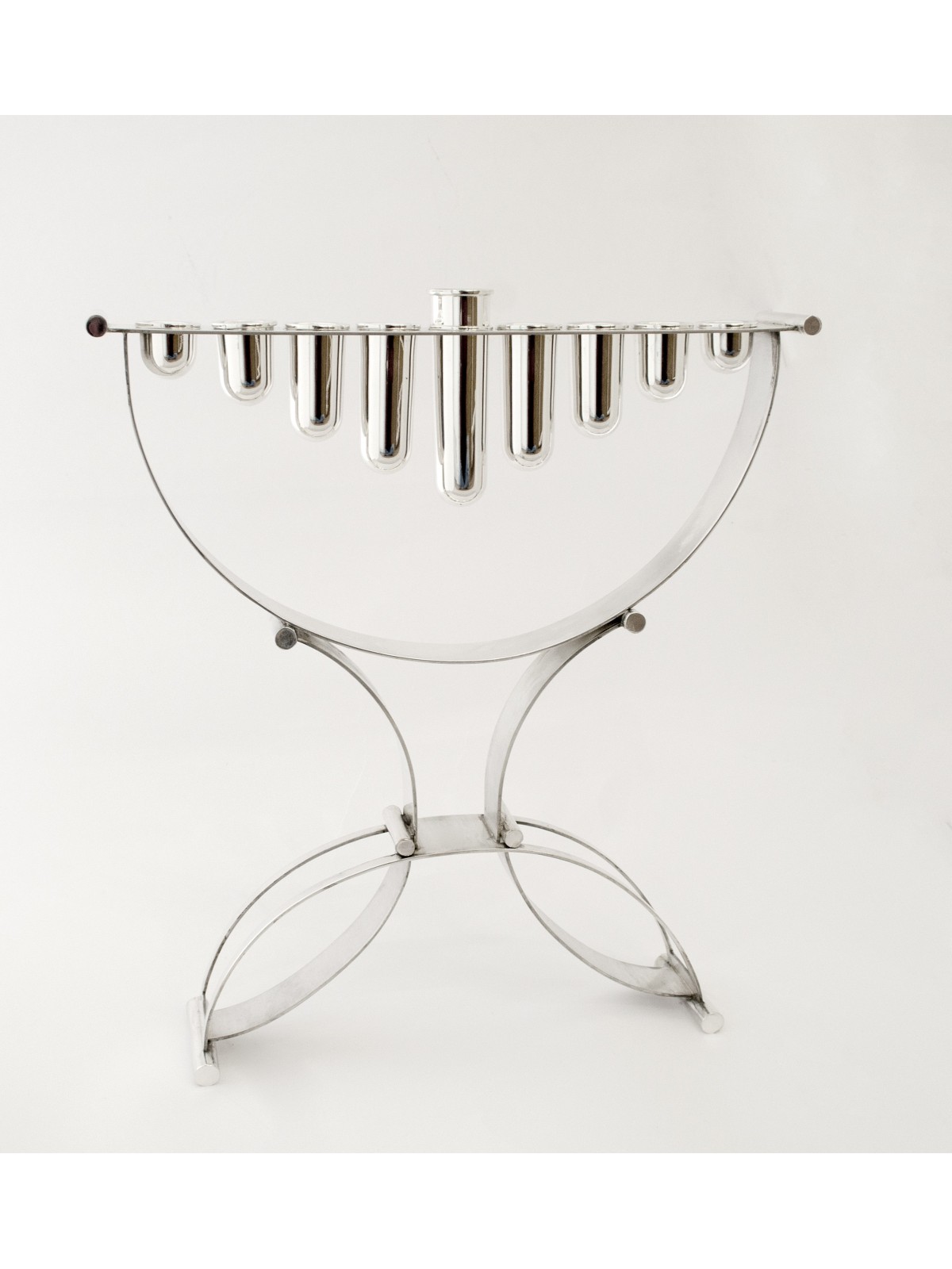 Menorah contemporaine extraordinaire en argent sterling, Hanukkah moderne M