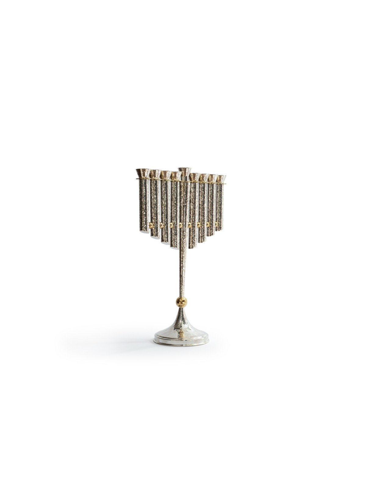 Large Hammered Hanukkah Menorah with Brass Balls , Jewish Wedding Gift