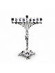 Royal Large Silver Hanukkah Menorah avec améthyste , Cadeaux Hanukkah ,