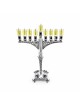 Royal Large Silver Hanukkah Menorah avec améthyste , Cadeaux Hanukkah ,