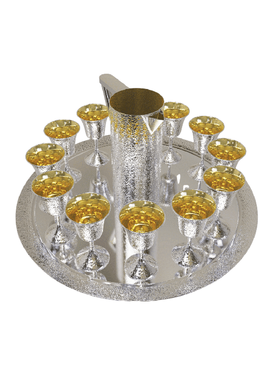 Elegant Huge Hammered Sterling Silver Tray , Tu B'Av Gifts , Israeli J