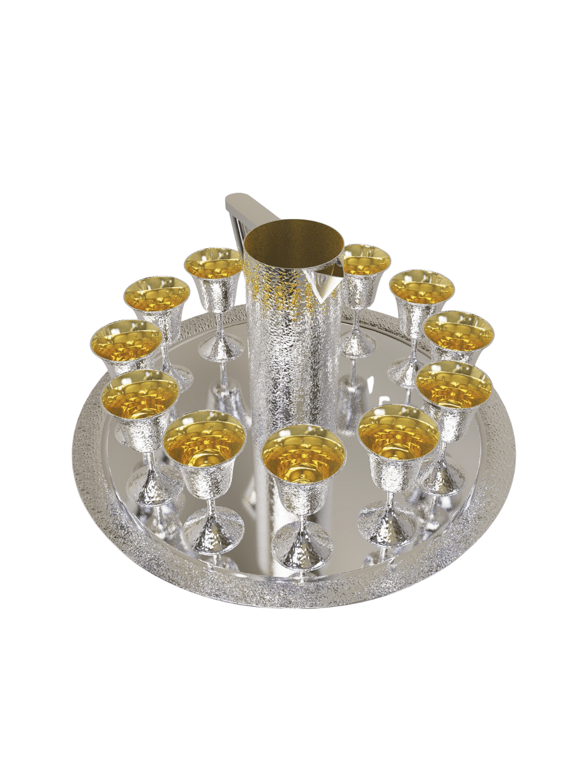 Élégant énorme plateau en argent sterling martelé, cadeaux Tu B'Av, J israélien