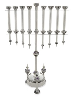 Menorah traditionnelle luxueuse avec Dreidels et Am, cadeaux Hanukkah,