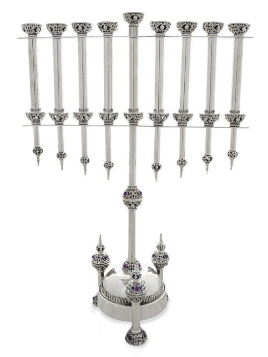 Menorah traditionnelle luxueuse avec Dreidels et Am, cadeaux Hanukkah,