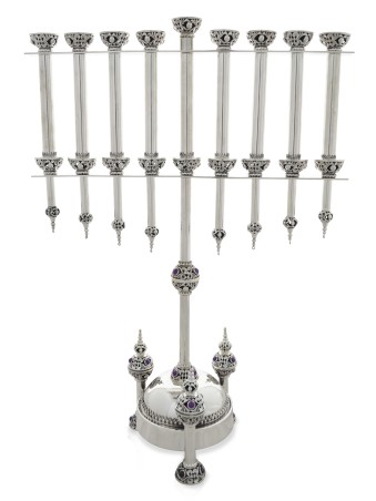 Menorah traditionnelle luxueuse avec Dreidels et Am, cadeaux Hanukkah,