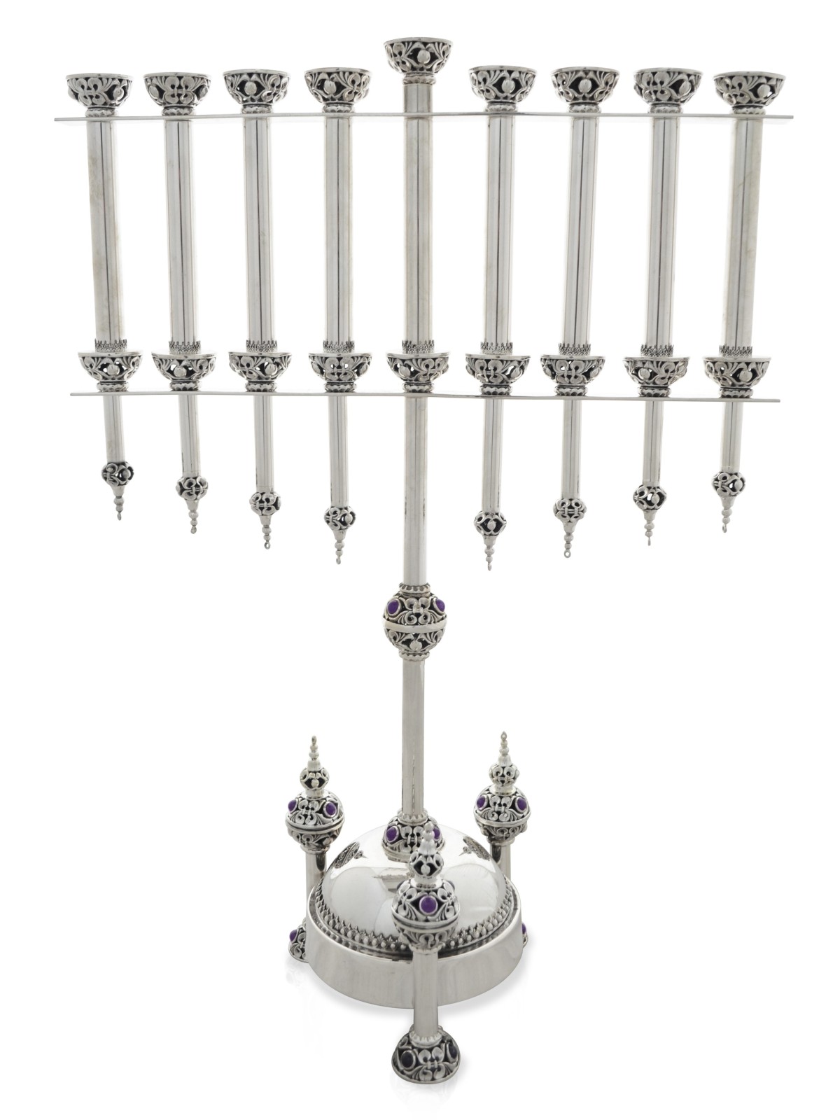 Menorah traditionnelle luxueuse avec Dreidels et Am, cadeaux Hanukkah,
