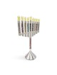 Menorah de Hanoukka en argent énorme de luxe avec En personnalisé, Hanoukka colorée