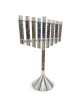 Menorah de Hanoukka en argent énorme de luxe avec En personnalisé, Hanoukka colorée