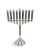 Menorah de Hanoukka en argent énorme de luxe avec En personnalisé, Hanoukka colorée