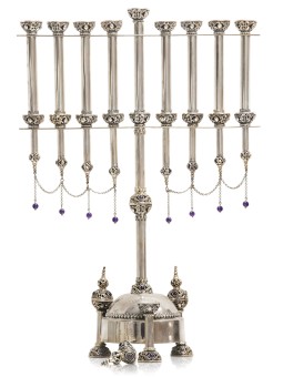 Grande menorah faite à la main dans un style néo-gothique, cadeaux de Hanoukka, israélien