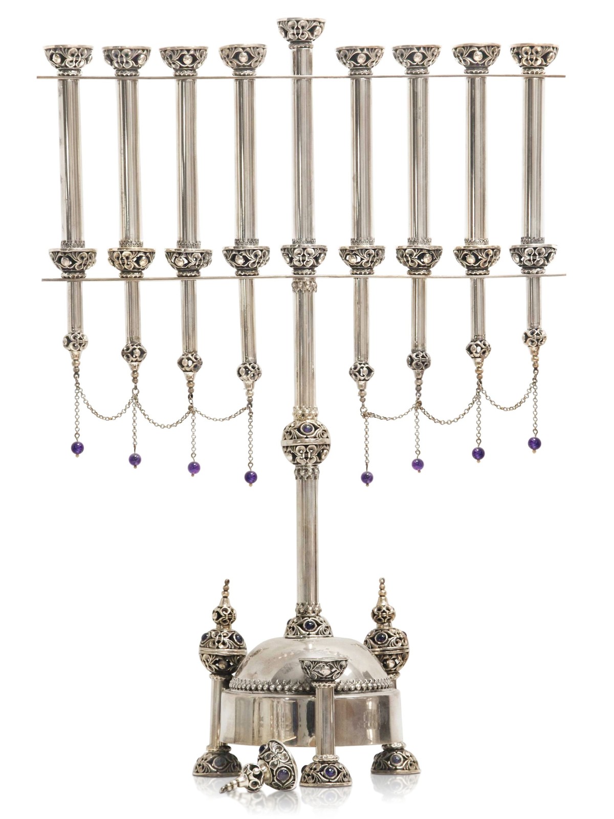 Grande menorah faite à la main dans un style néo-gothique, cadeaux de Hanoukka, israélien