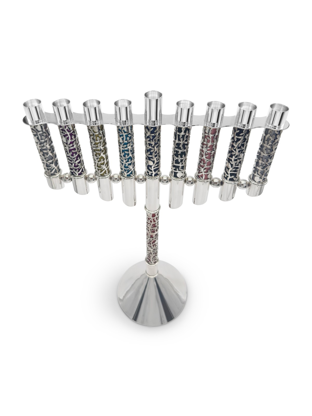 Feuille colorée de créateur extra large en argent sterling, Hanoukka colorée