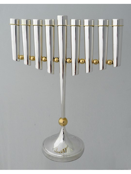 Silver & Brass Extraordinary Large Menorah , Modern Hanukkah Menorahs