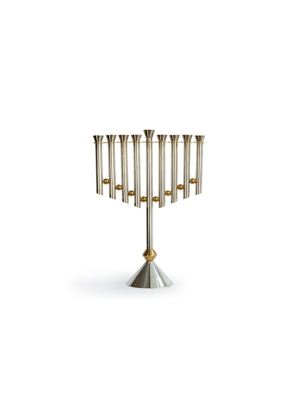 Superbe grande menorah en argent sterling et en laiton, Hanukkah Menor moderne