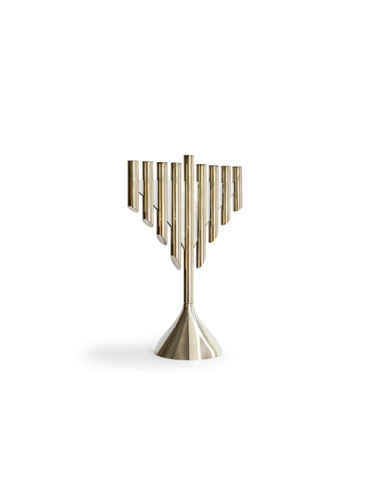 Menorah unique en son genre combinée avec du verre brillant, Hanukkah moderne Me