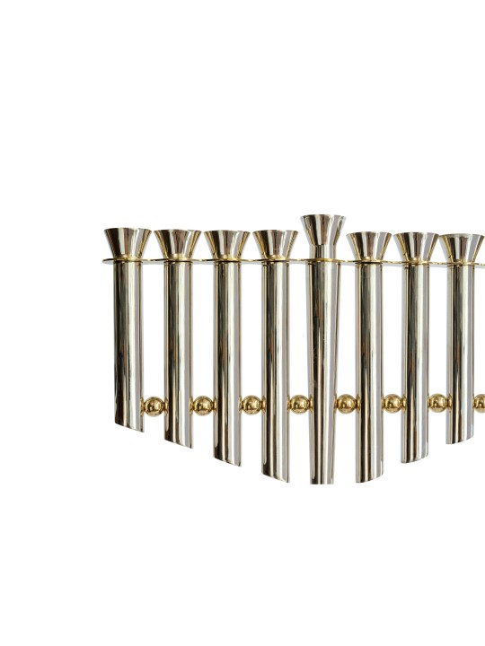 XL Hanukkah Menorah Sterling Silver & Brass , Modern Hanukkah Menorahs