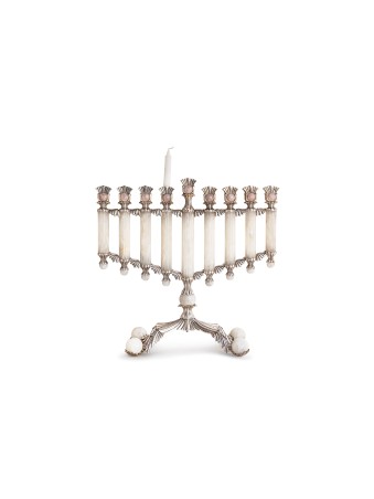 Royal Menorah with White Onyx Stone , Tu B'Av Gifts , Israeli Judaica