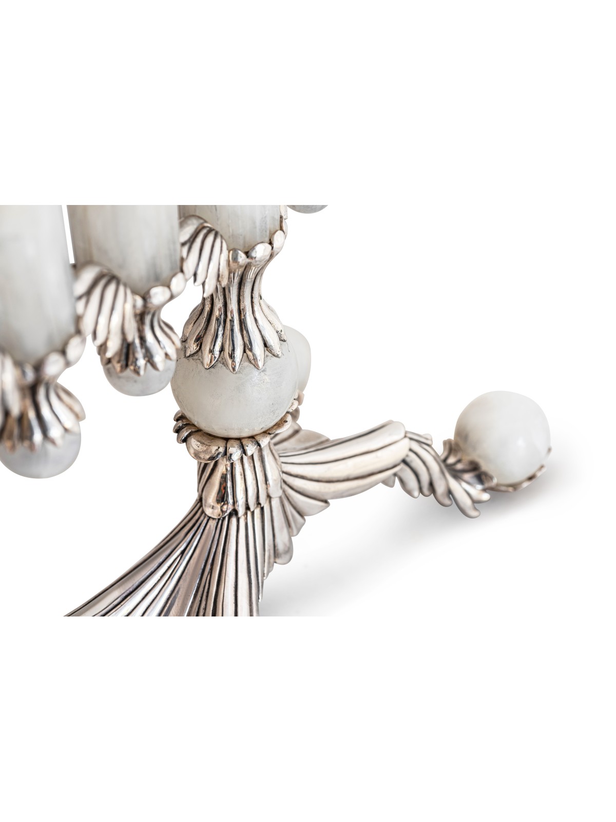 Menorah royale avec pierre d'onyx blanche, cadeaux Tu B'Av, Judaica israélienne