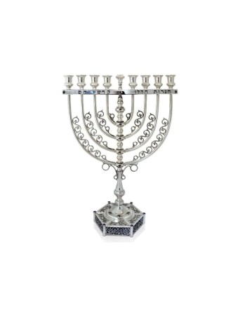 Menorah en filigrane avec pierres d'améthyste et bénédiction, cadeaux de Hanoukka, est