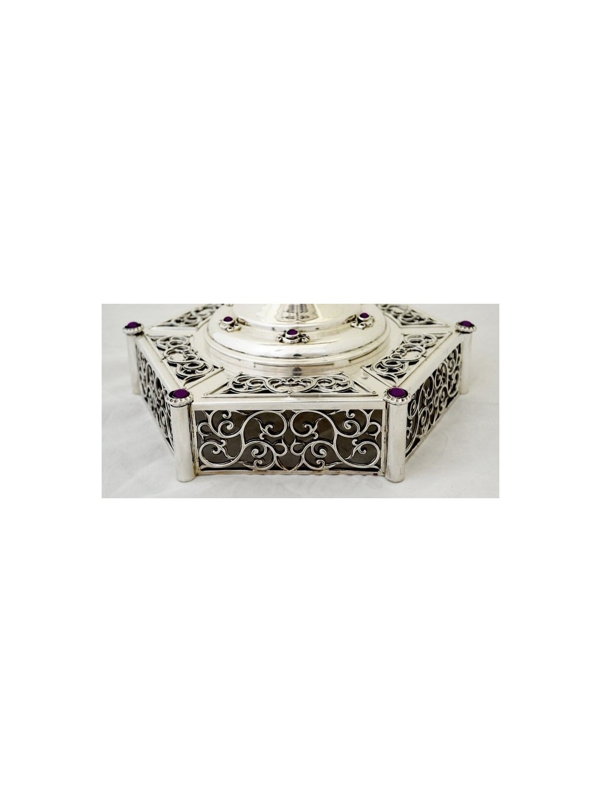 Filigree Menorah with Amethyst Stones & Blessing , Hanukkah Gifts , Is
