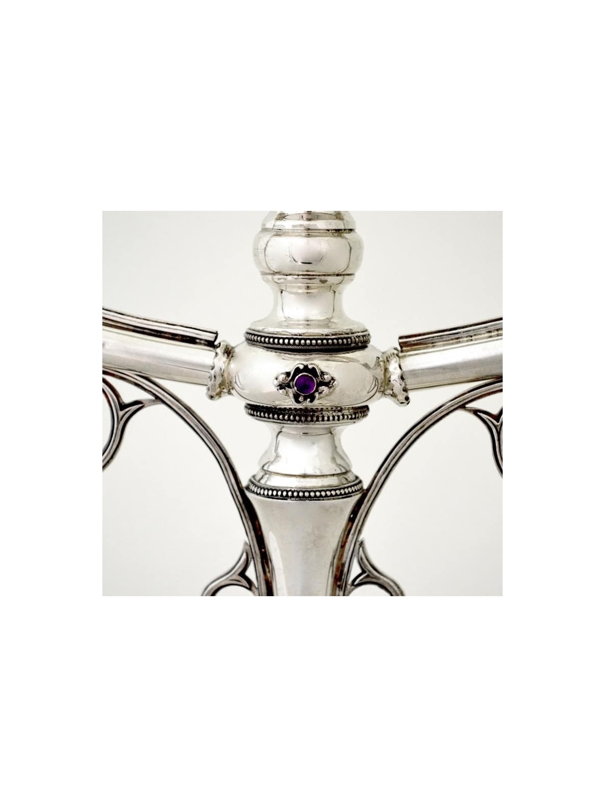 Filigree Menorah with Amethyst Stones & Blessing , Hanukkah Gifts , Is