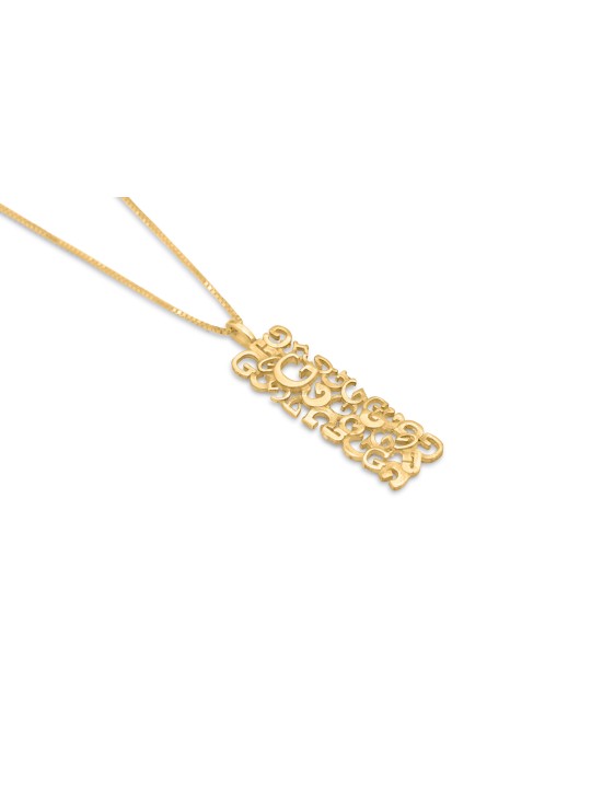 Pendentif en or élégant initial anglais, cadeaux Tu B'Av, Judaica israélien