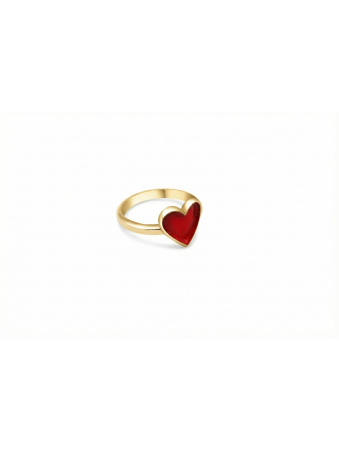 14K Gold Ring with Enameled Heart , Tu B'Av Gifts , Israeli Judaica