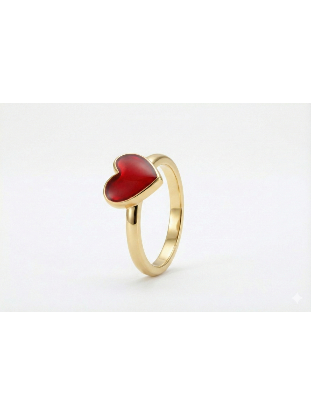 14K Gold Ring with Enameled Heart , Tu B'Av Gifts , Israeli Judaica