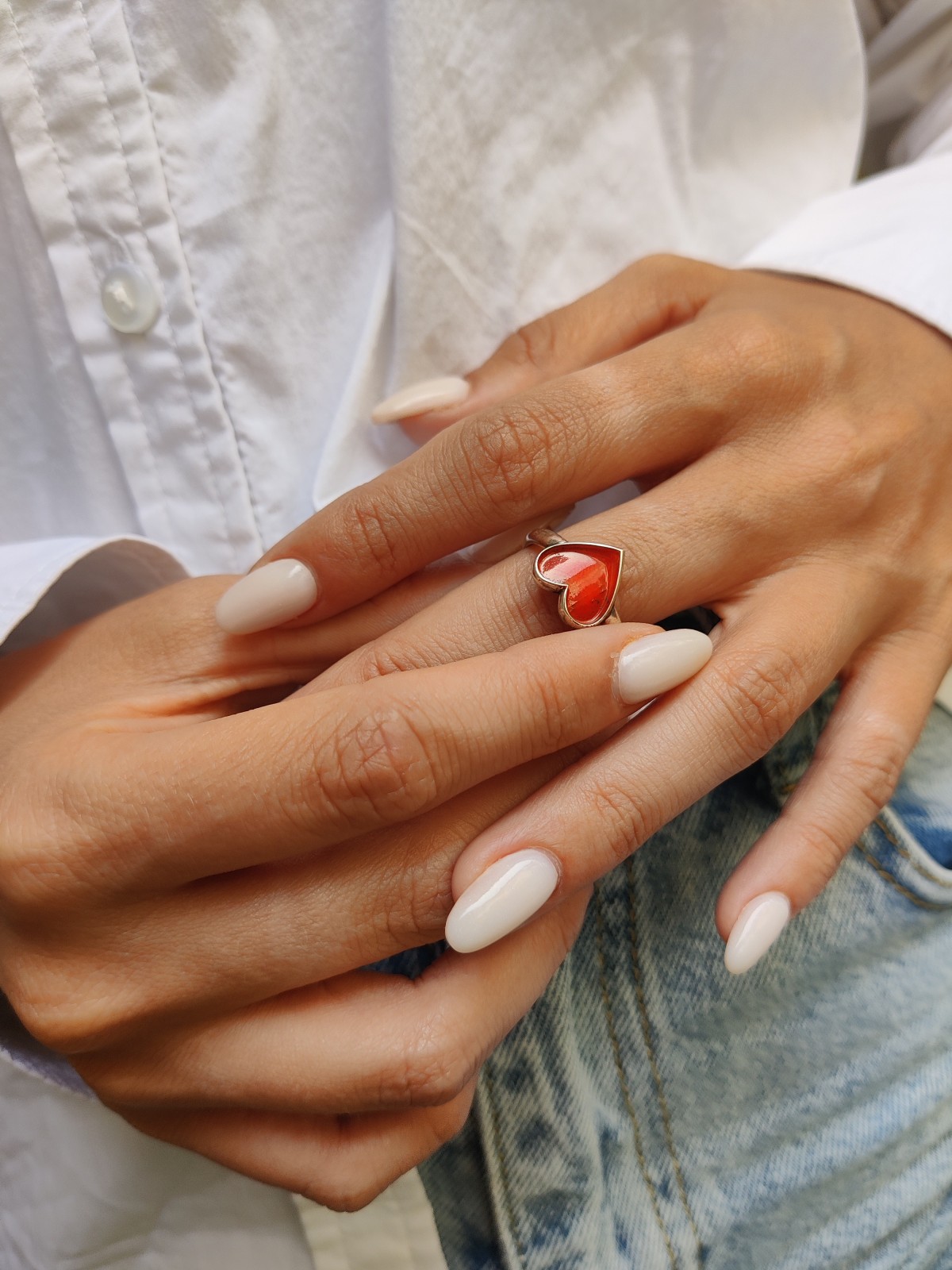 14K Gold Ring with Enameled Heart , Tu B'Av Gifts , Israeli Judaica