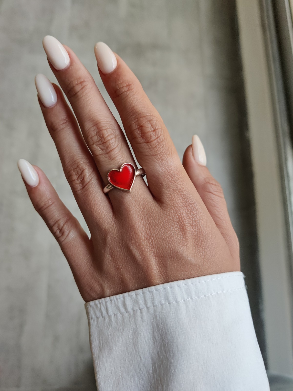 14K Gold Ring with Enameled Heart , Tu B'Av Gifts , Israeli Judaica