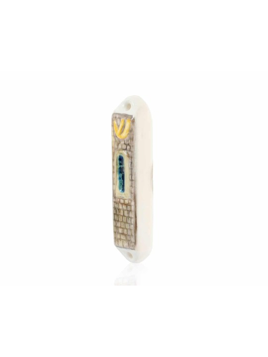 Mezuzah Case The Tablets with the Western Wall , Ceramic Mezuzah Cases
