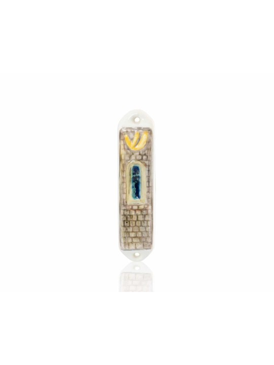 Mezuzah Case The Tablets with the Western Wall , Ceramic Mezuzah Cases