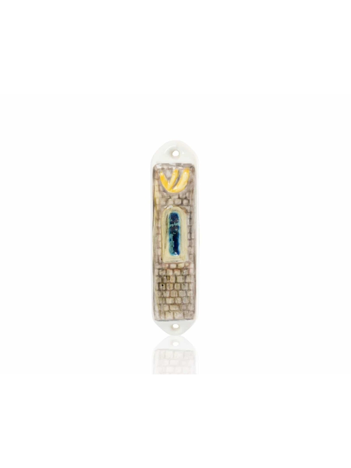 Mezuzah Case The Tablets with the Western Wall , Ceramic Mezuzah Cases