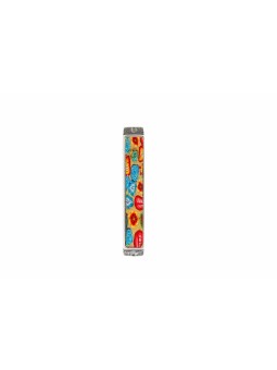 Colourful Mezuzah Flowers blue and red , Extra Large Mezuzah , Israeli