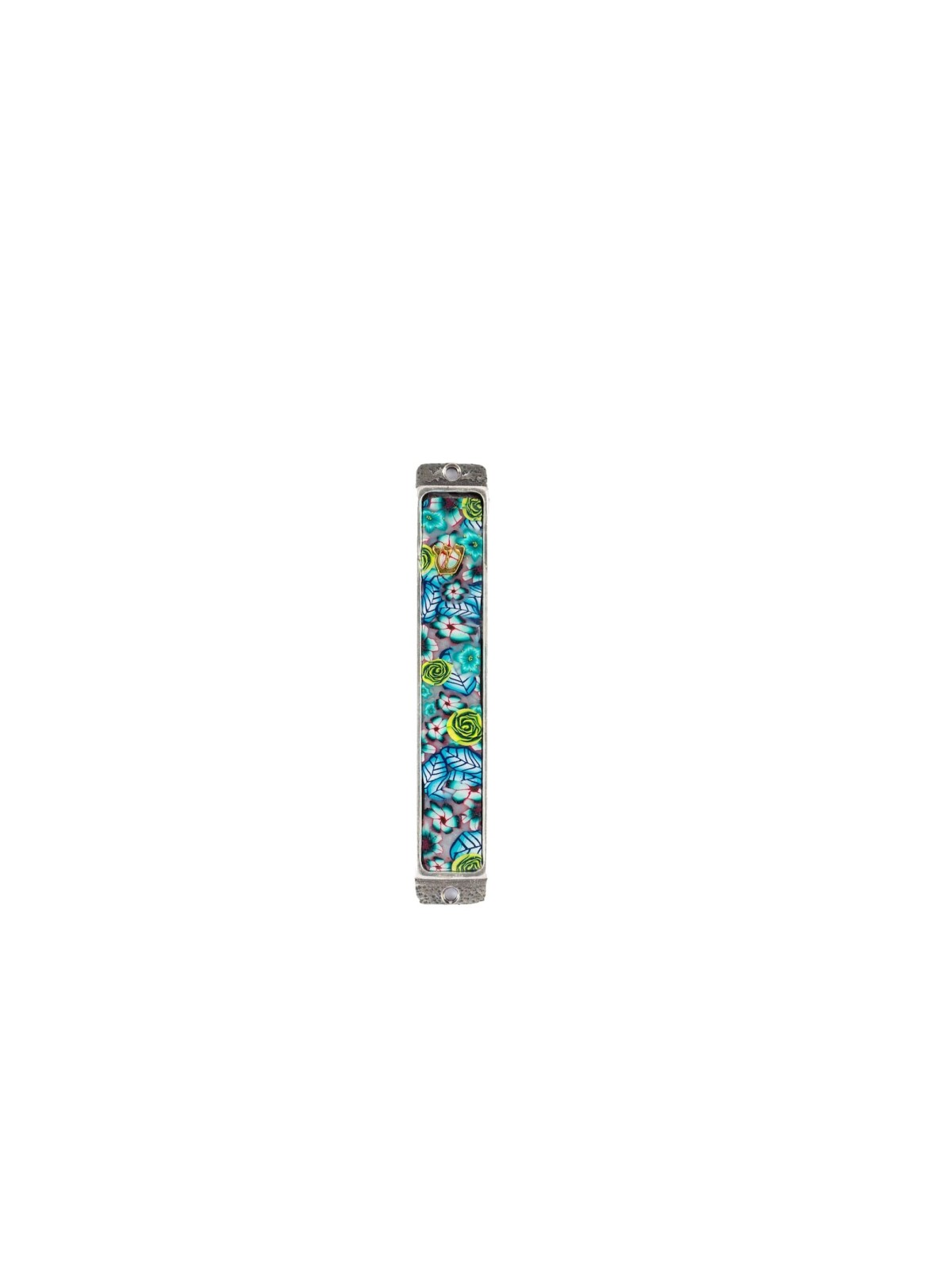 Mezuzah colorée verdâtre , Extra Large Mezuzah , Judaica israélienne