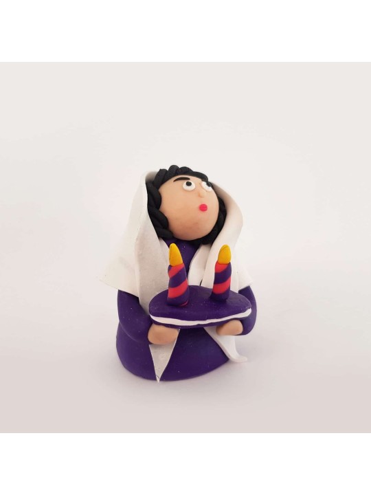 Poupée d'art juive avec paire de bougies de Shabbat, cadeaux Tu B'Av, I