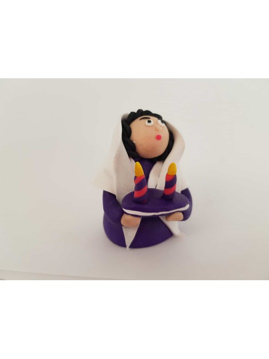 Poupée d'art juive avec paire de bougies de Shabbat, cadeaux Tu B'Av, I