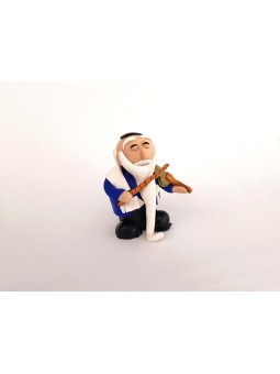 Poupée rabbin en argile polymère avec violon, cadeaux Tu B'Av, Judaica israélienne