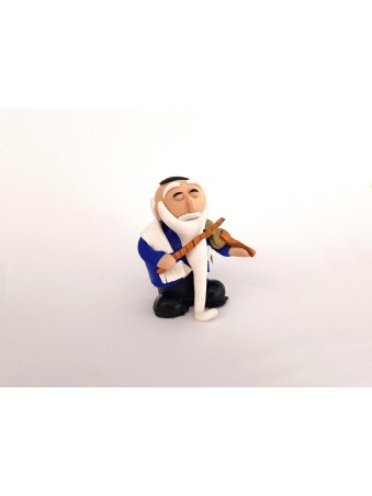Poupée rabbin en argile polymère avec violon, cadeaux Tu B'Av, Judaica israélienne