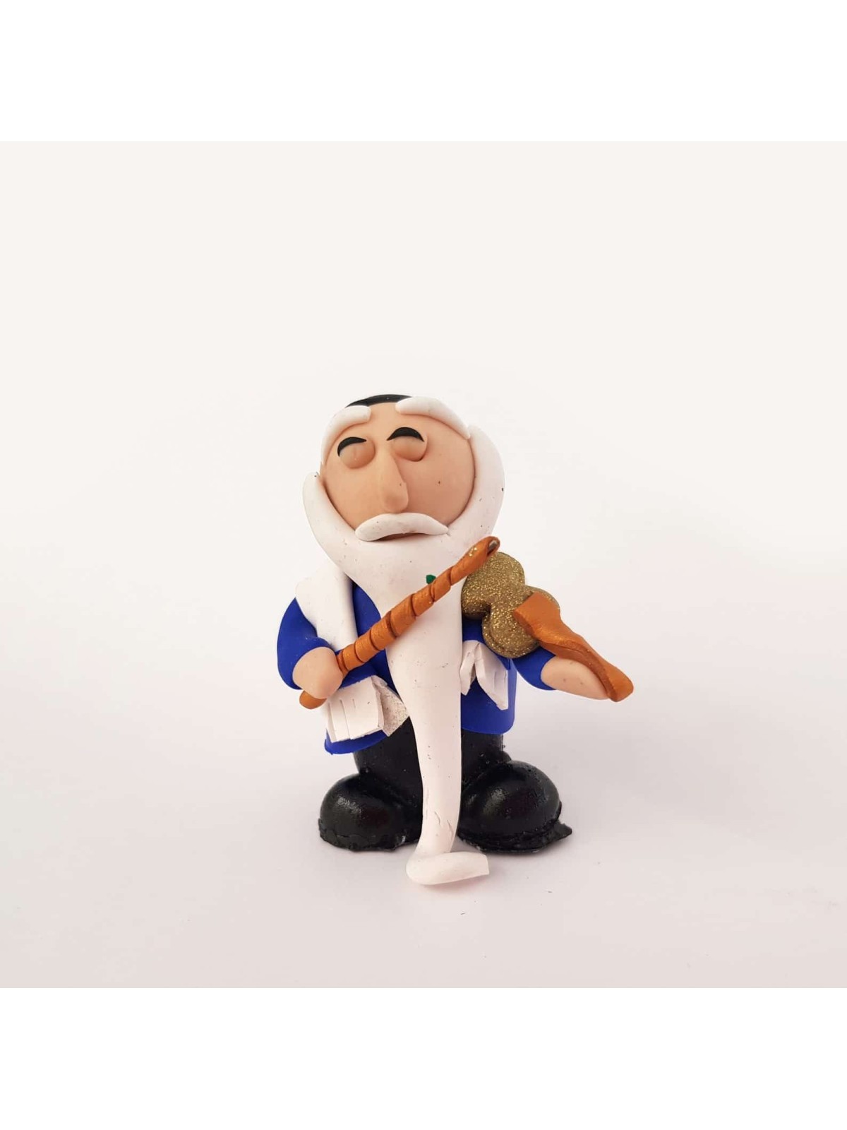 Poupée rabbin en argile polymère avec violon, cadeaux Tu B'Av, Judaica israélienne