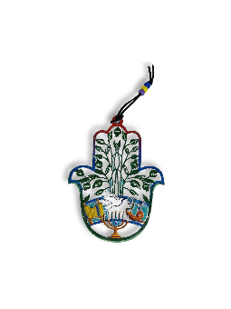 Colourful Leaves Metal Wall Hanging Hamsa with Heb , Hamsa Wall Art ,