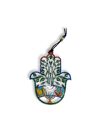 Colourful Leaves Metal Wall Hanging Hamsa with Heb , Hamsa Wall Art ,