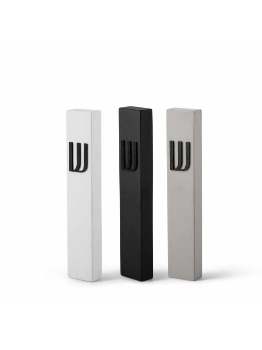 Étui rustique en béton Mezuzah avec un bois noir, cadeaux Tu B'Av, Israël