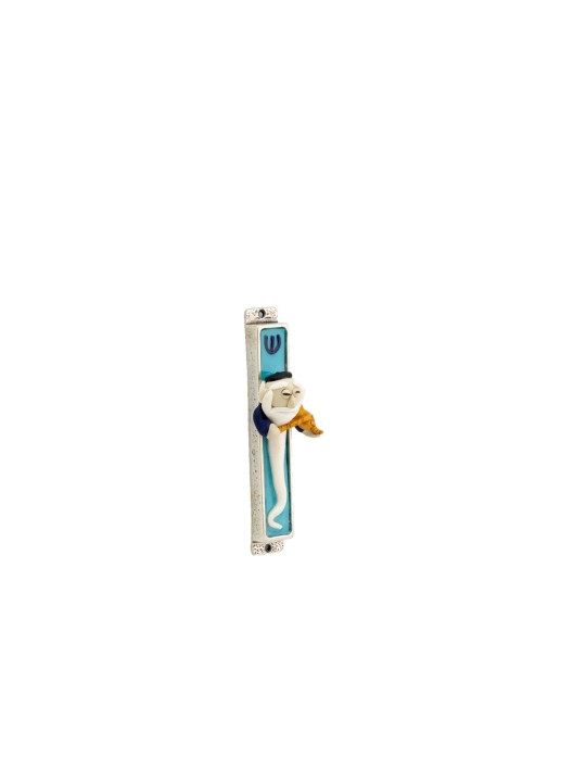 Mezuzah Blue Character Violoniste , Extra Large Mezuzah , Judai israélien