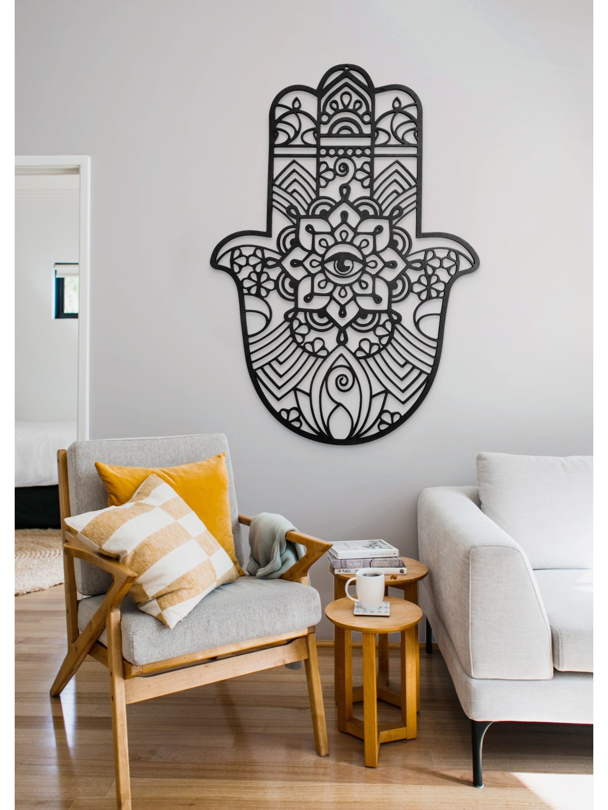 Hamsa Wall Hanging with Evil Eye From Metal - Cust , Hamsa Wall Art ,