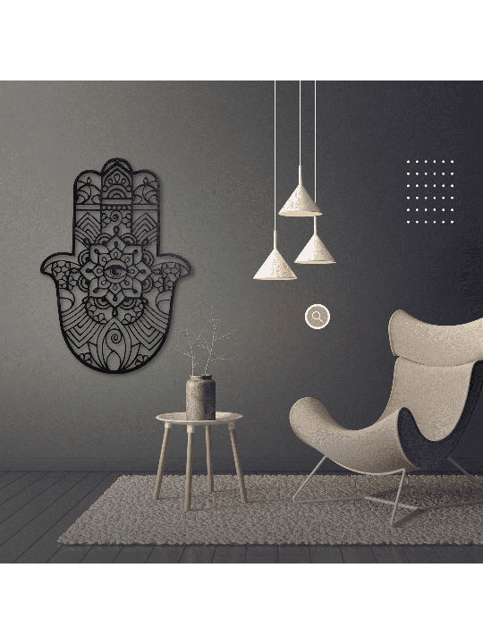 Hamsa Tenture murale avec mauvais œil en métal - Cust , Hamsa Wall Art ,
