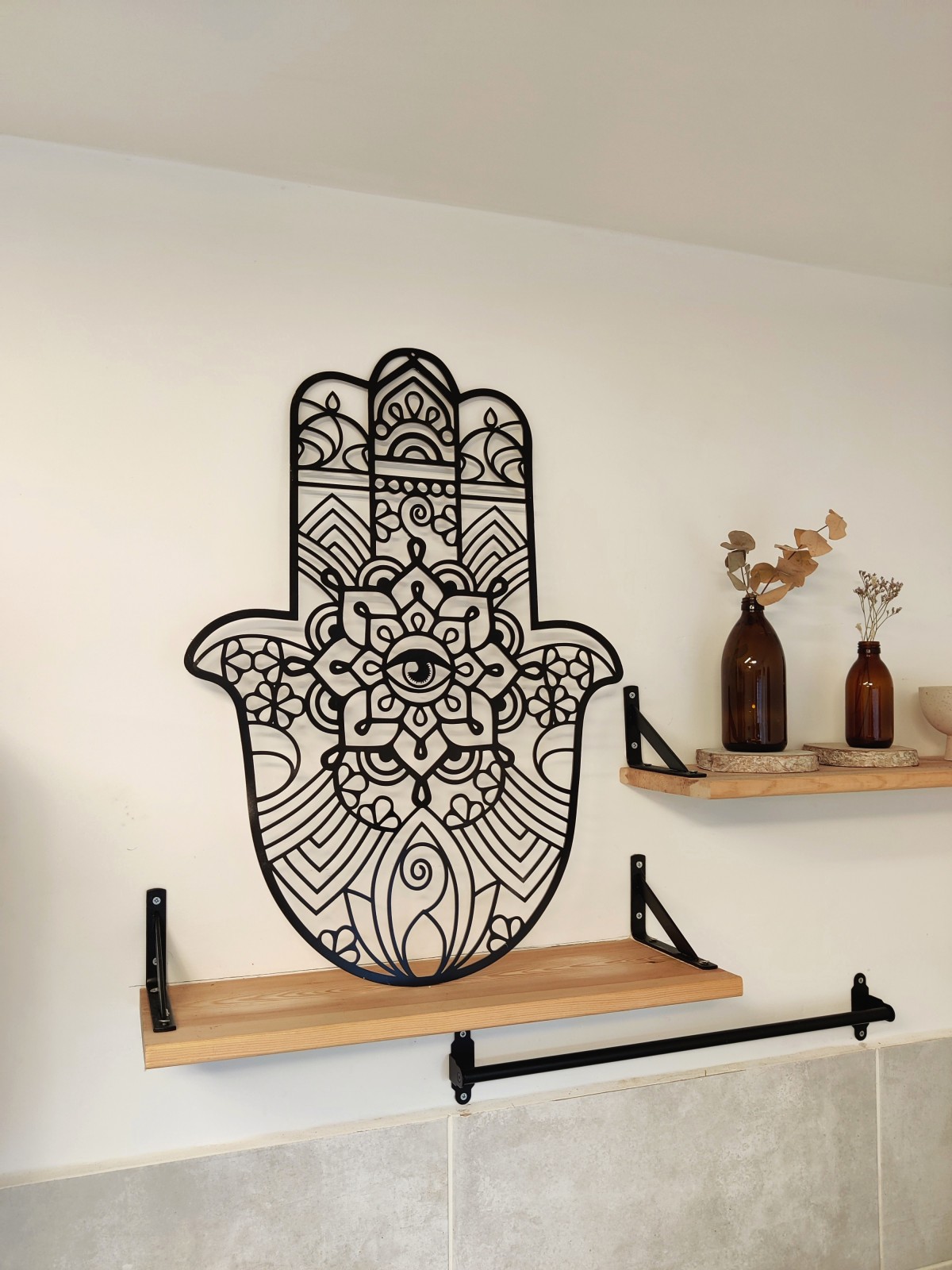 Hamsa Wall Hanging with Evil Eye From Metal - Cust , Hamsa Wall Art ,