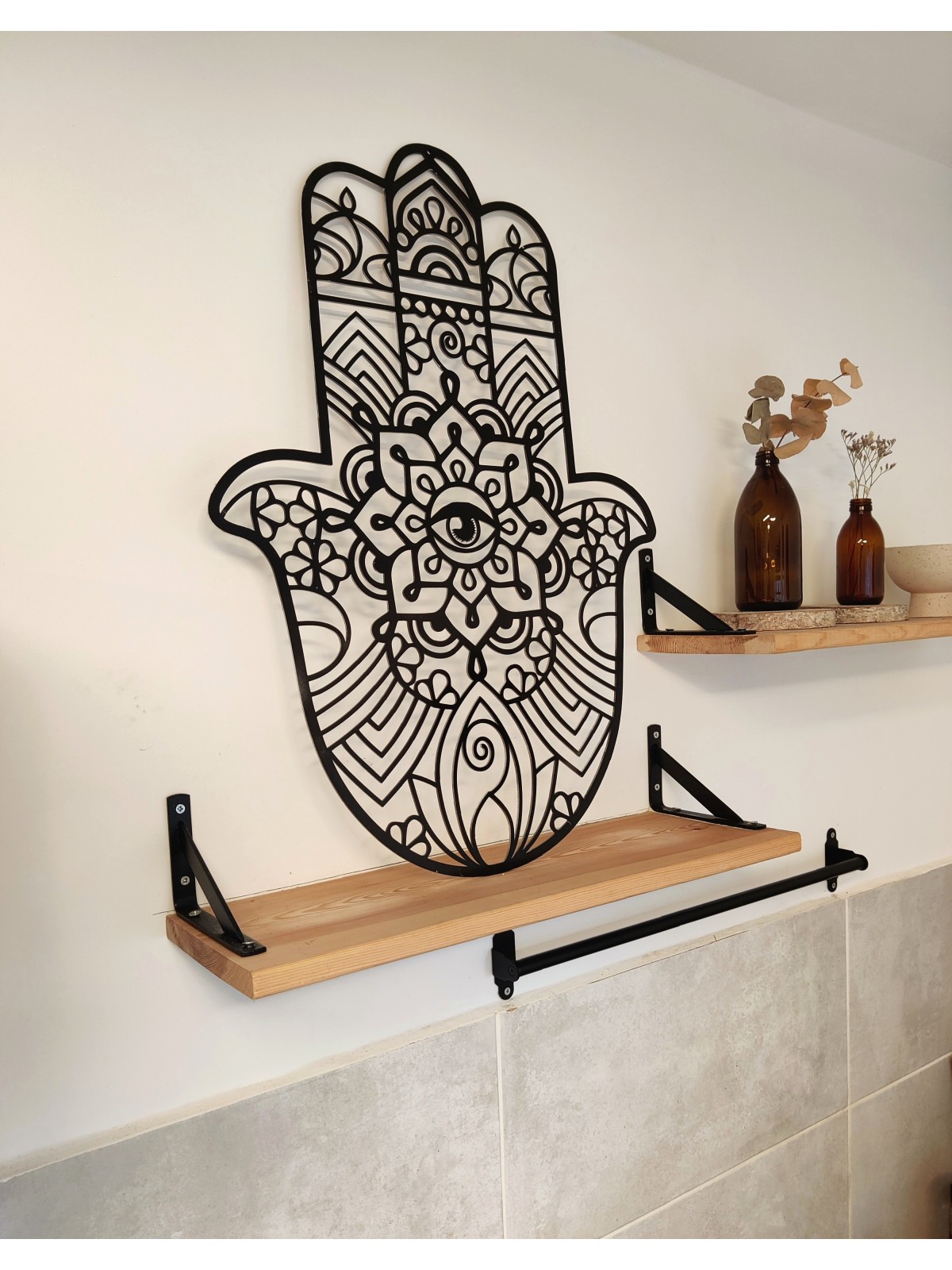 Hamsa Wall Hanging with Evil Eye From Metal - Cust , Hamsa Wall Art ,